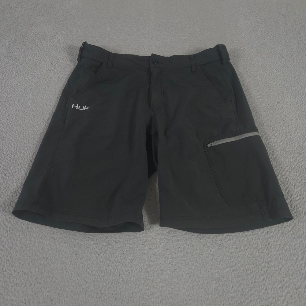 Huk Shorts Mens 36 Black Next Level Performance Fishing Stretch Cargo Pocket